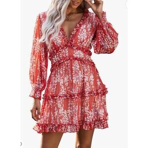 Dokotoo ruffle floral mini dress womens XL cottagecore cottage ethereal coquette